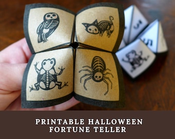 Printable Halloween Fortune Teller for Kids, Cootie Catcher, Chatterbox, Trick or Treat Party Game, Halloween Origami Craft Activity