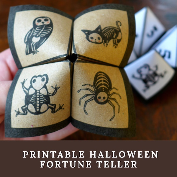 Adivino de Halloween imprimible para niños, Cootie Catcher, Chatterbox, juego de fiesta de truco o trato, actividad artesanal de origami de Halloween