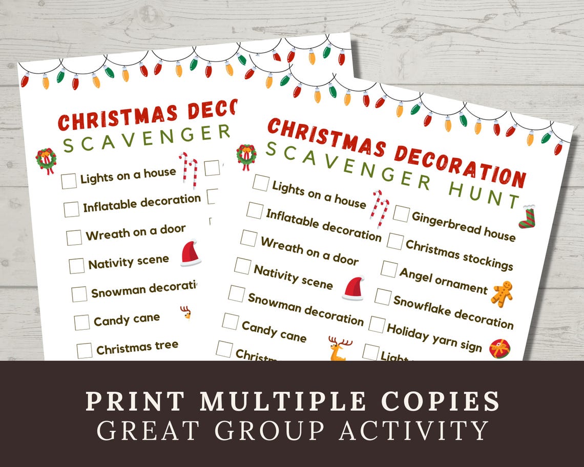 Christmas Lights Scavenger Hunt for Kids & Toddlers, Printable Outdoor ...