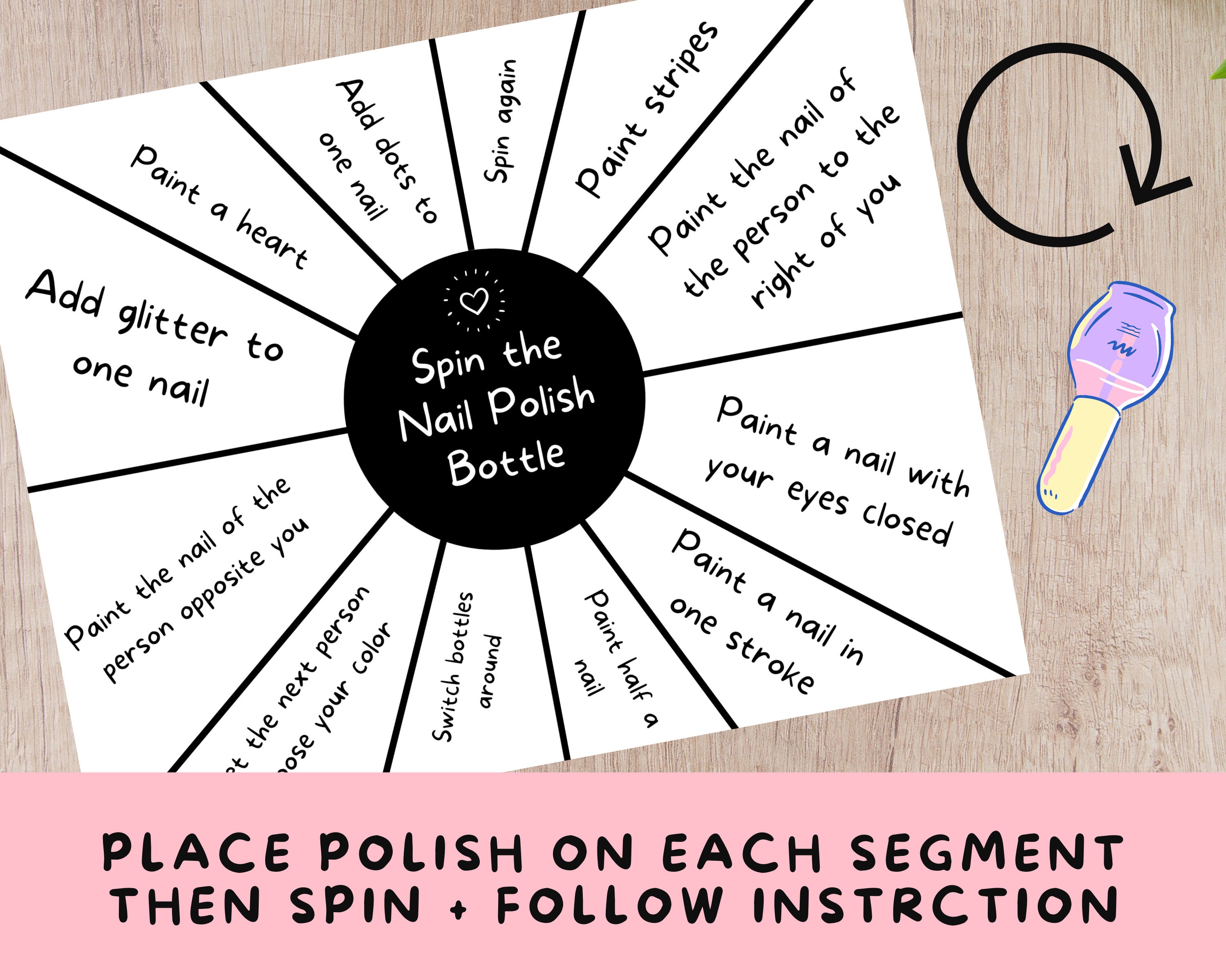 Printable Spin The Nail Polish Bottle Game For Tween And Etsy Australia