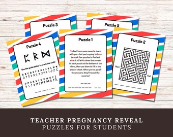 Teacher Pregnancy Announcement Puzzles for Students, Printable Pregnancy Reveal for Grade School, Cute Classroom Pregnancy Announcement Idea