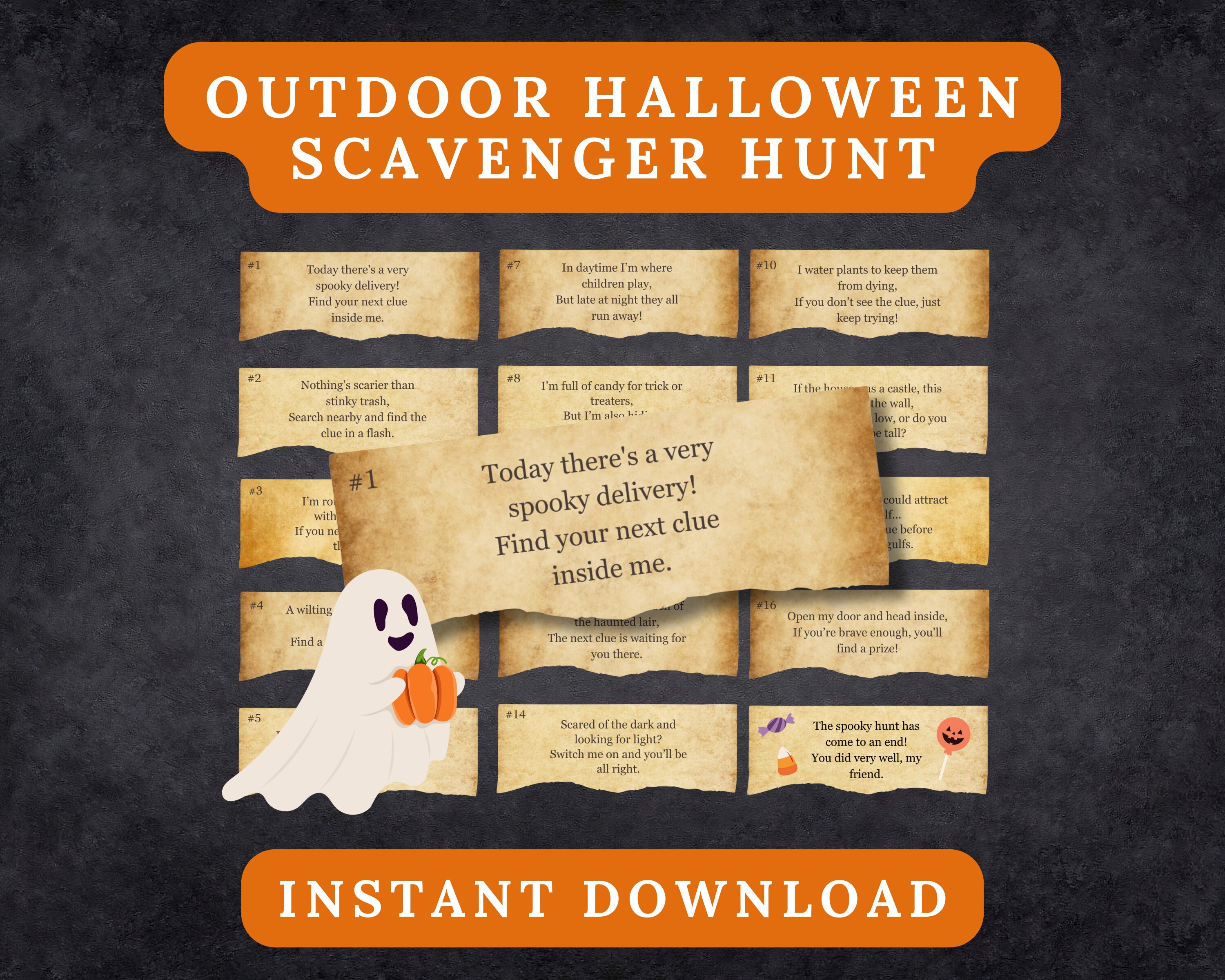Outdoor Halloween Scavenger Hunt for Kids, Printable Halloween Treasure Hunt for Backyard ...