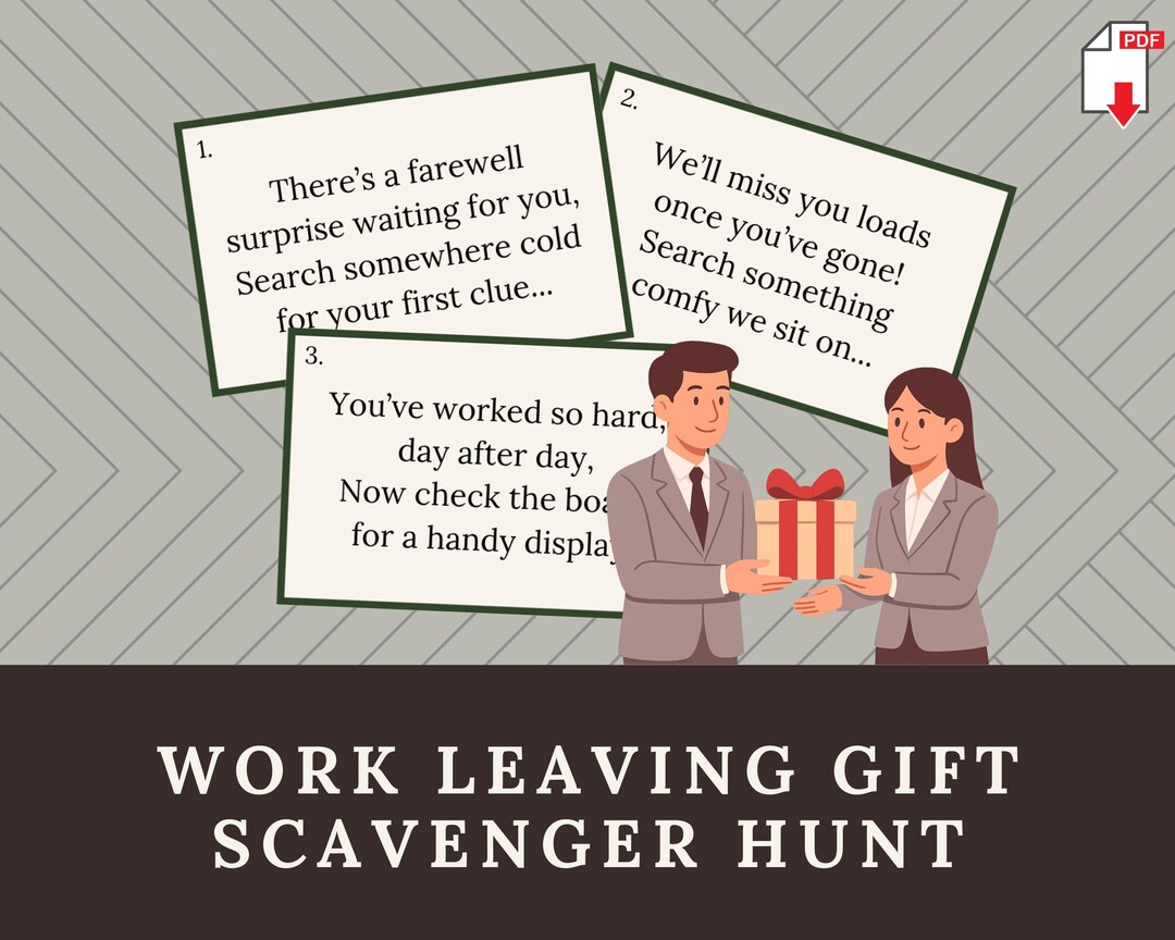 Work Leaving Gift Scavenger Hunt, Office Treasure Hunt for Coworker ...