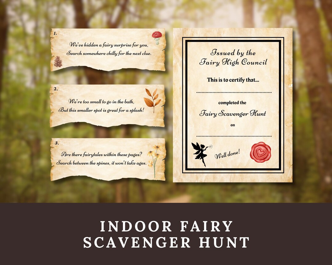 Indoor Fairy Scavenger Hunt, Magical Fairytale Birthday Party Game ...