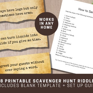 Printable Scavenger Hunt Riddles for Teens Kids and Adults - Etsy