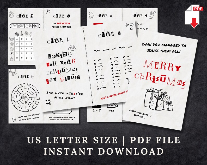 Christmas Scavenger Hunt for Kids, Teens & Tweens, Printable Treasure