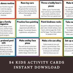 Printable Activity Card Bundle for Kids (84 Cards), Indoor and Outdoor Activities, DIY Activity Jar/Bored Jar, At Home Boredom Busters