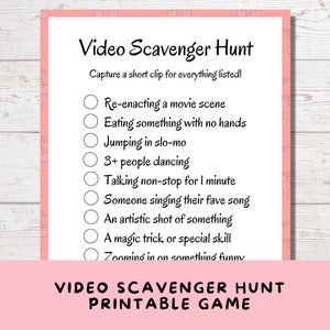Printable Video Scavenger Hunt for Teens and Tweens, Girls Birthday Party Game, Slumber Party or Sleepover Activity, 13th Birthday Game