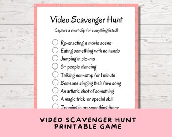 Printable Video Scavenger Hunt for Teens and Tweens, Girls Birthday Party Game, Slumber Party or Sleepover Activity, 13th Birthday Game