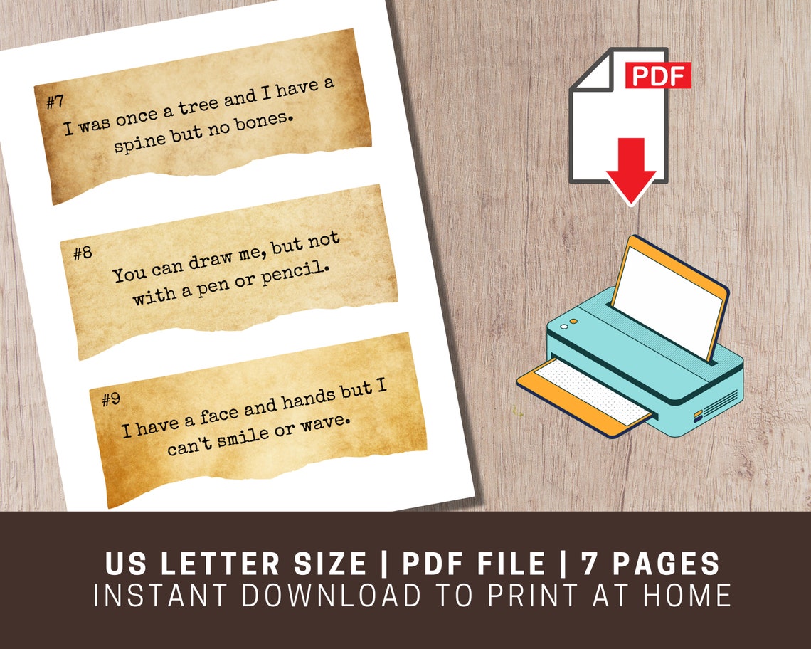 Printable Scavenger Hunt Riddles for Teens Kids and Adults Etsy