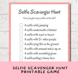 Printable Selfie Scavenger Hunt, Sleepover Party Game for Teenage Girls, Sweet 16 Birthday Party Game, Photo Scavenger Hunt, Tween Birthday