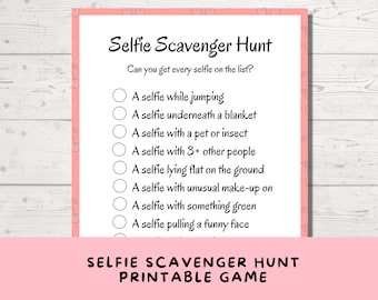 Printable Selfie Scavenger Hunt, Sleepover Party Game for Teenage Girls, Sweet 16 Birthday Party Game, Photo Scavenger Hunt, Tween Birthday
