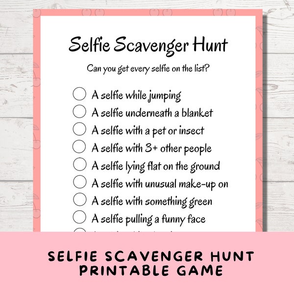 Printable Selfie Scavenger Hunt, Sleepover Party Game for Teenage Girls, Sweet 16 Birthday Party Game, Photo Scavenger Hunt, Tween Birthday