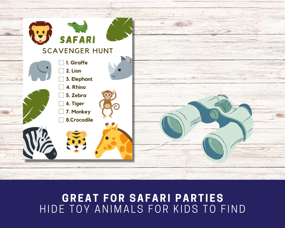 Safari Scavenger Hunt Printable, Safari Party Game/activity, Safari Party Printable, Animal ...