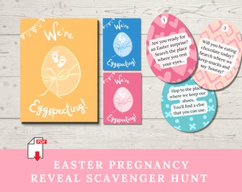 Easter Pregnancy Reveal Scavenger Hunt for Kids (Printable), Pregnancy Announcement for Big Sister & Brother, New Baby Easter Egg Hunt