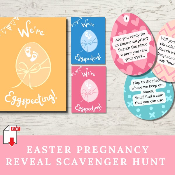 Easter Pregnancy Reveal Scavenger Hunt for Kids (Printable), Pregnancy Announcement for Big Sister & Brother, New Baby Easter Egg Hunt