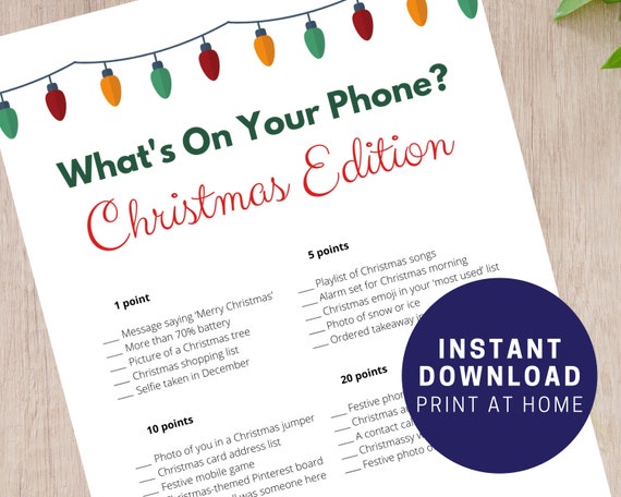 Christmas 'What's On Your Phone' Game Printable | Etsy