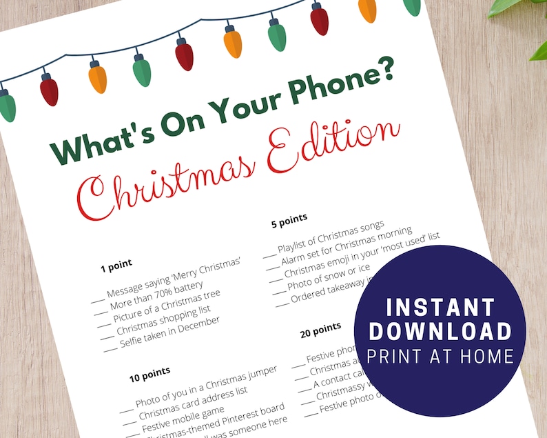 Christmas &lsquo;What&rsquo;s On Your Phone&rsquo; Game Printable
