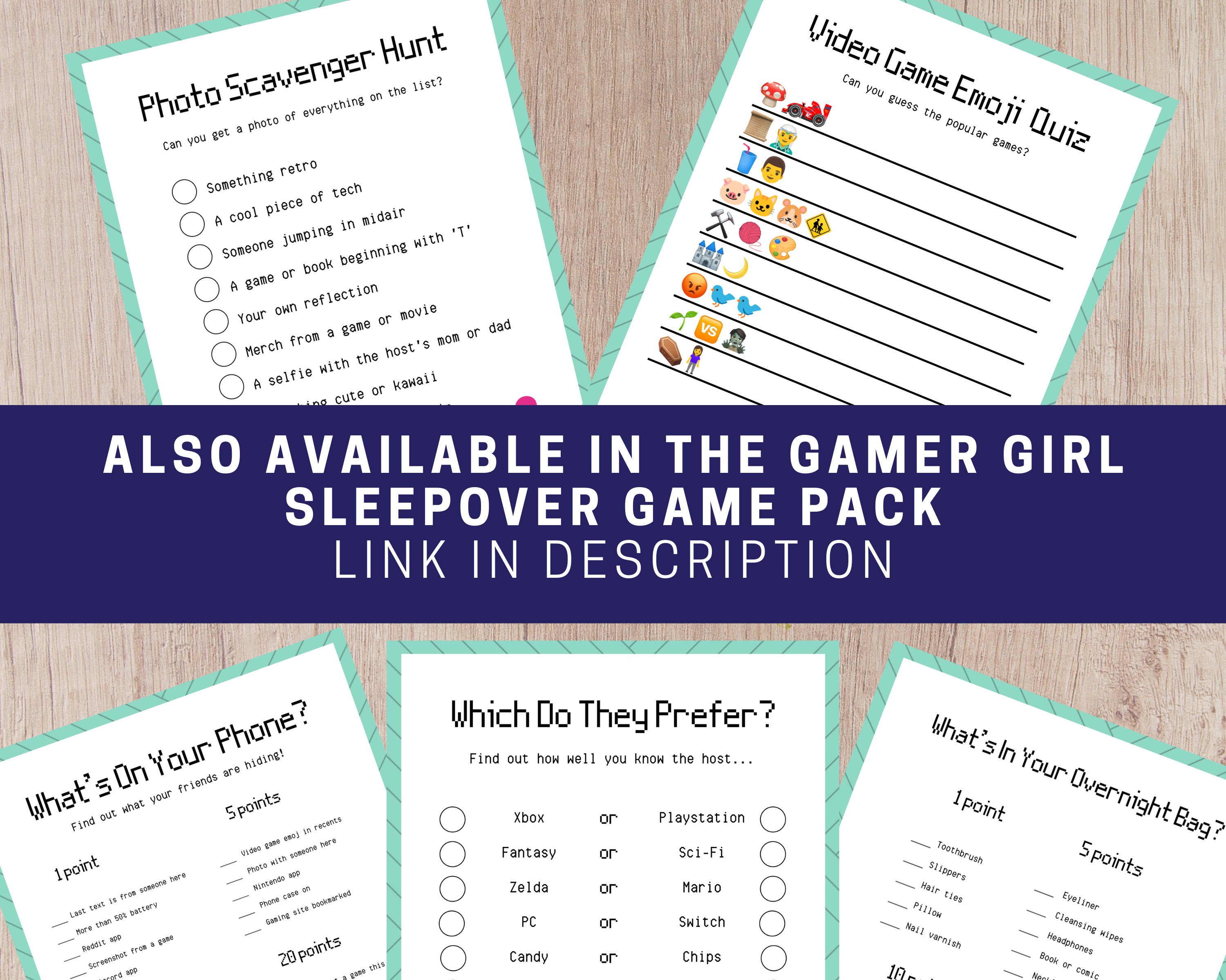 Video Game Emoji Quiz Game printable Gamer Girl Birthday Etsy