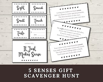 Senses Gift Scavenger Hunt: Romantic Hunt for Partner (printable