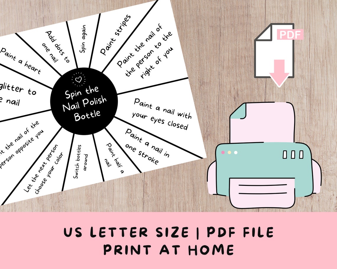 Printable Spin The Nail Polish Bottle Game For Tween And Etsy Australia 