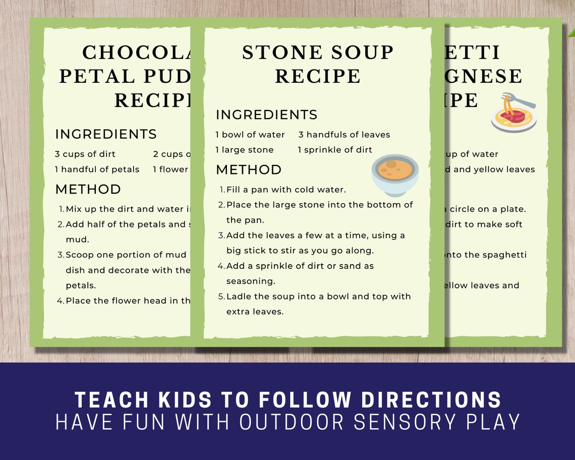 Mud Kitchen Printable Menu and Recipe Cards Mud Pies - Etsy
