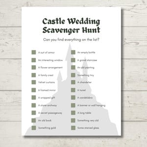 Castle Wedding Scavenger Hunt for Kids, Printable Wedding Treasure Hunt, Reception Game for Children, I Spy Activity, Instant Download