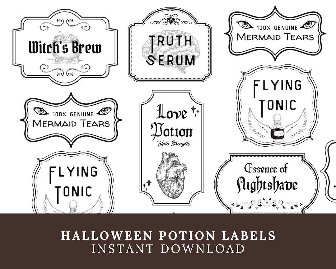 Printable Potion Bottle Labels Vintage Apothecary Tags Easy Halloween