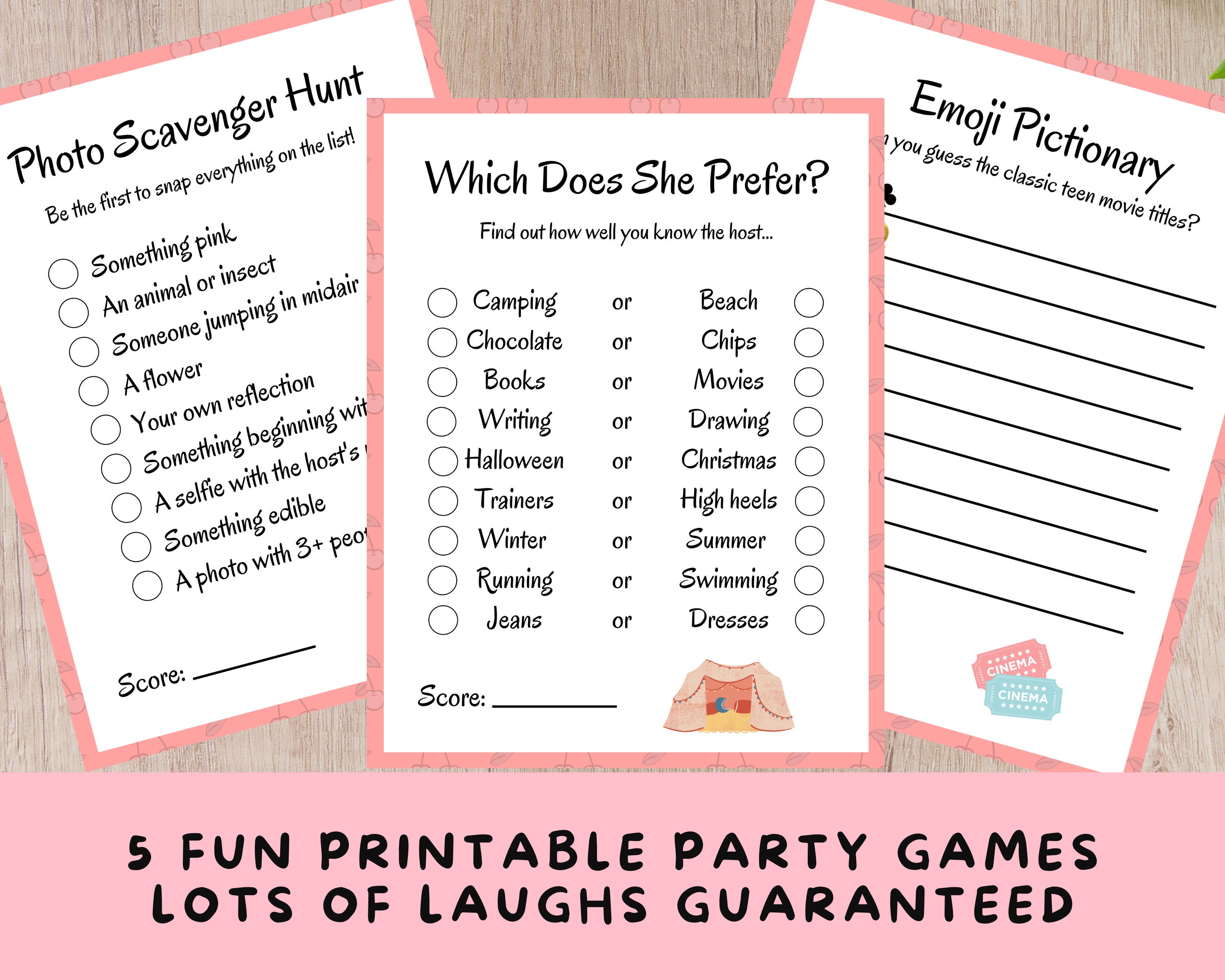 5 Printable Sleepover Games Party Games For Teenage Girls And Etsy Uk 