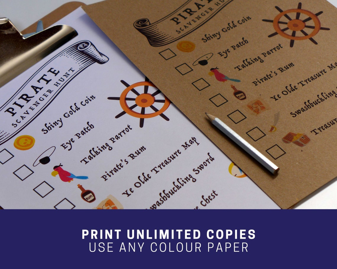 Pirate Scavenger Hunt Printable Pirate Party Game Activity - Etsy