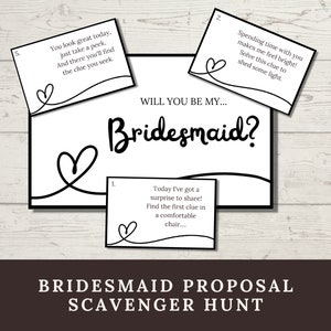 Búsqueda del tesoro para la propuesta de dama de honor (imprimible): ¿Quieres ser mi dama de honor? Idea para pedir matrimonio a damas de honor, damas de honor y niñas de las flores.