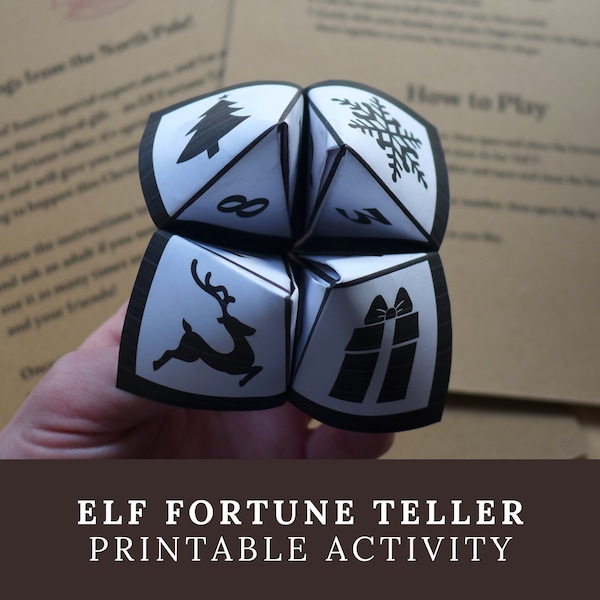 Printable Elf Fortune Teller, Christmas Craft Activity & Letter/Note from Elf, Origami Folding Papercraft for Kids, Elf Accessory, Elf Prop