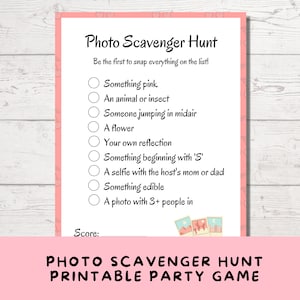 Printable Photo Scavenger Hunt for Teens & Tweens, Girls Birthday Party Game, Slumber Party, Sleepover Activity, 13th 14th 15th, Sweet 16