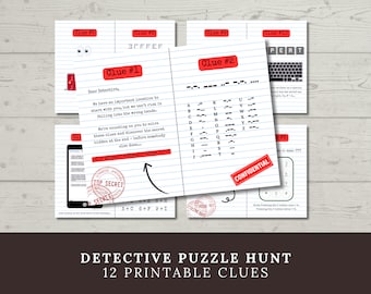 Kids Detective Puzzle Hunt: Top Secret Mission for Spy Birthday Party (Printable PDF)