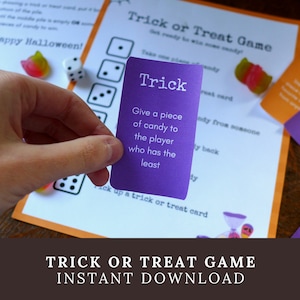Halloween Party Game, Printable Trick or Treat Dice Game, Classroom, School or Work Halloween Activty for Kids, Teens, Adults or Seniors