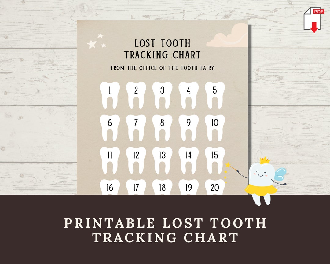 Lost Tooth Tracking Chart Printable Tooth Fairy Color In Chart For 