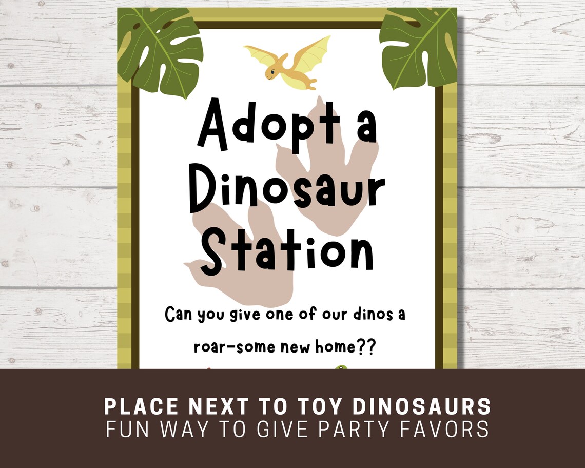 Adopt a Dinosaur Printable Sign and Certificate, Dinosaur Birthday ...