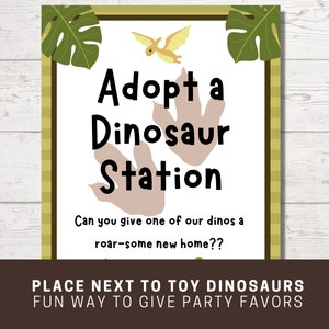 Adopt a Dinosaur Printable Sign and Certificate, Dinosaur Birthday ...