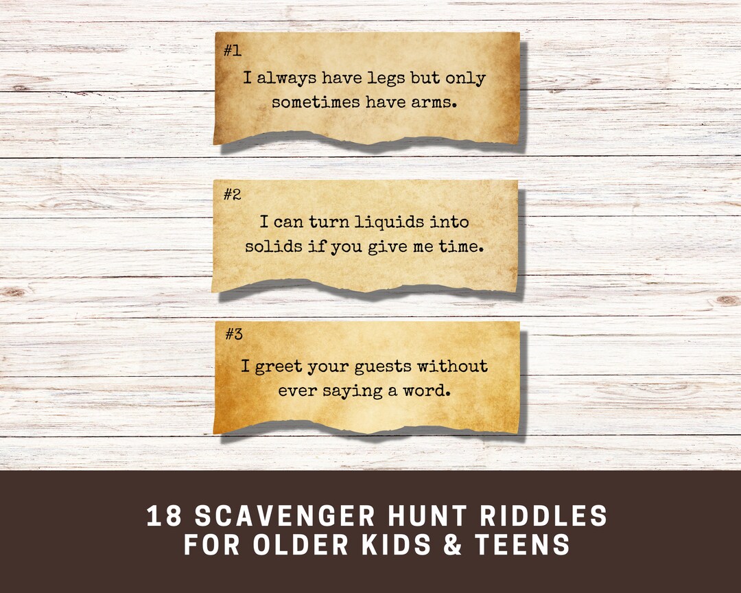 Printable Scavenger Hunt Riddles for Older Kids Teens &amp; - Etsy