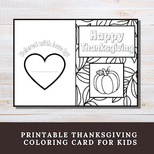 Cartão para colorir de Feliz Dia de Ação de Graças para imprimir, Cartão de Ação de Graças de crianças para avós, Atividade de artesanato para colorir em sala de aula da Escola Dominical
