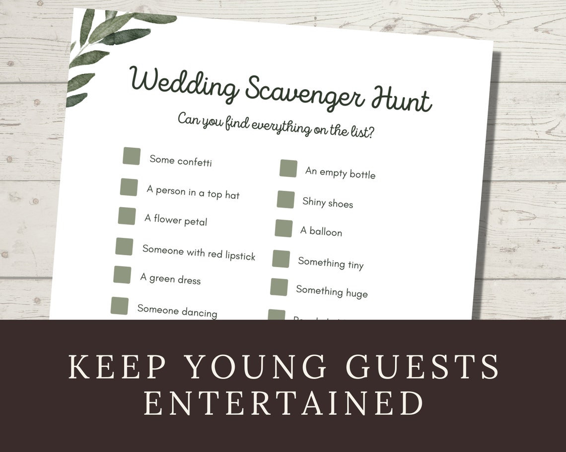 Wedding Scavenger Hunt for Kids, Printable Wedding Treasure Hunt ...