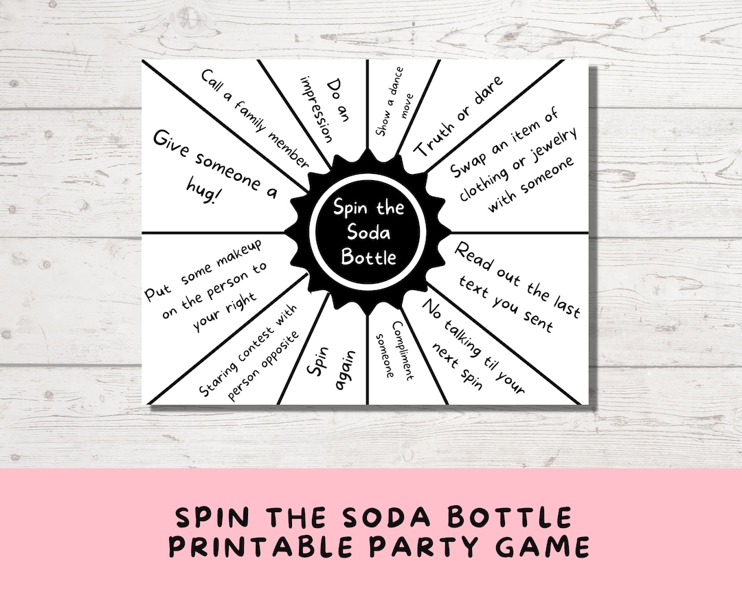 Spin The Bottle Spin The F Bottle Printable Spin the Bottle Game for Tween & Teenage Girls, Slumber Party