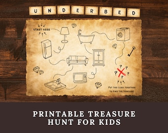 Treasure Map Scavenger Hunt for Younger Kids, Printable Indoor Scavenger Hunt with Pictures, Pirate Party Game Idea, Visual Clues