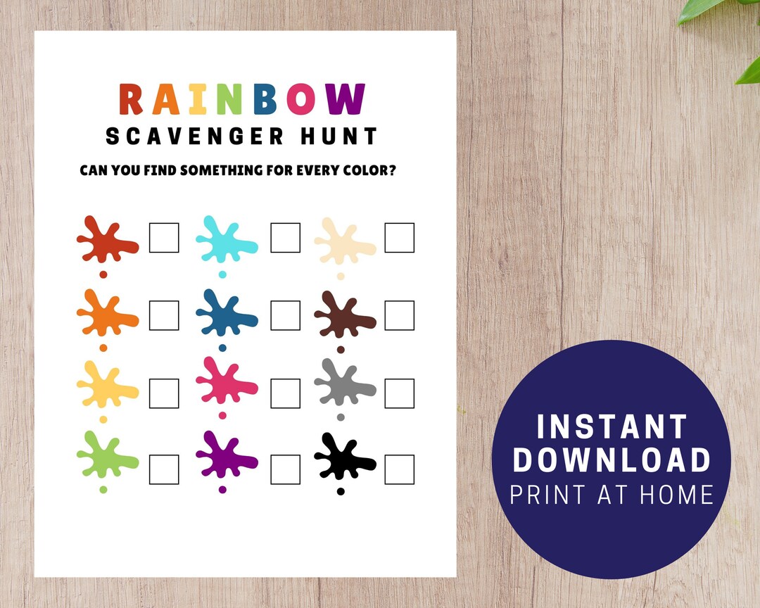Color Scavenger Hunt Printable Indoor Activity for Kids - Etsy
