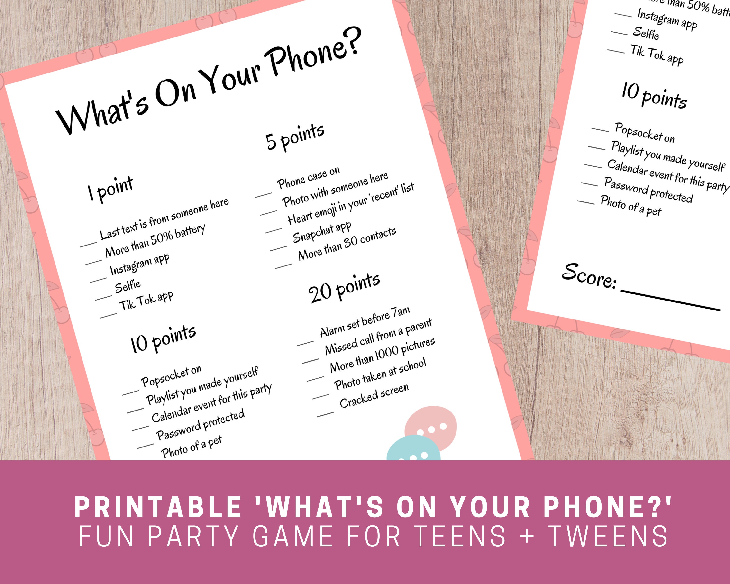 Printable 'What's On Your Phone' Game for Teens Etsy México