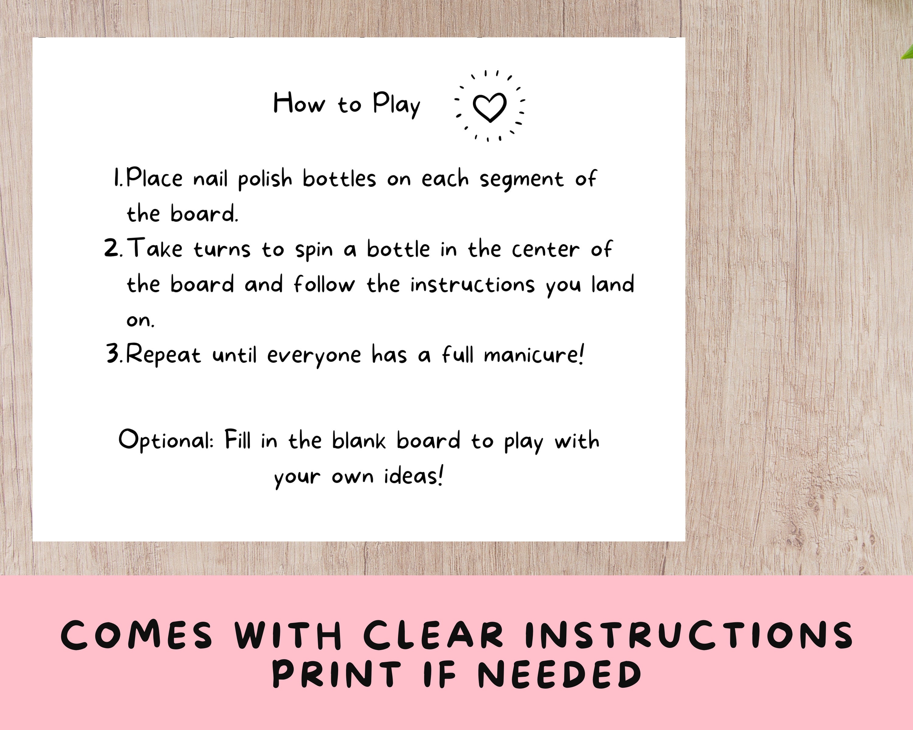 Printable Spin the Nail Polish Bottle Game for Tween and Etsy Australia