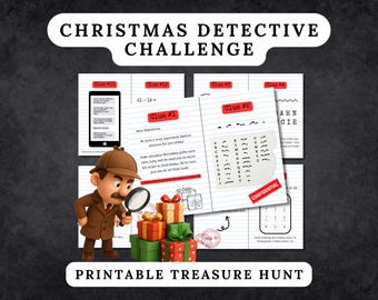 Scavenger Hunt to Hide Christmas Gifts, Surprise Treasure Hunt for Kids, Escape Room Style Mystery, Puzzle Clues (Printable)