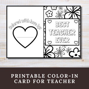 Cartão para impressão da semana de valorização do professor, cartão para colorir do melhor professor de todos os tempos da Class Kids, cartão de agradecimento ao professor, download digital