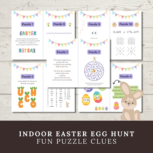 Easter Egg Treasure Hunt for Older Kids (Printable), Indoor Easter Puzzle Scavenger Hunt for Kids, Tweens & Teens, Fun Easter Activity