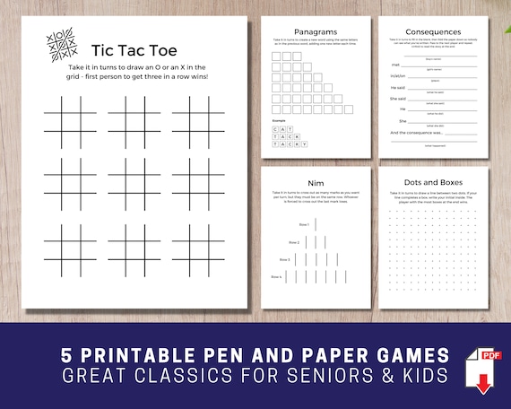 5 printable pen and paper games for seniors and families etsy